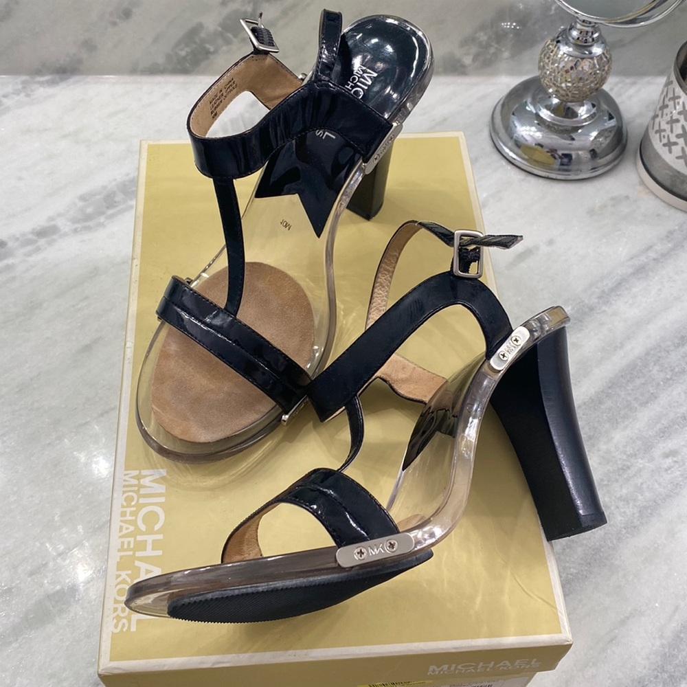 Black Clear Michael Kors wooden heels
